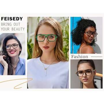 FEISEDY Vintage Blue Light Blocking Reading Glasses