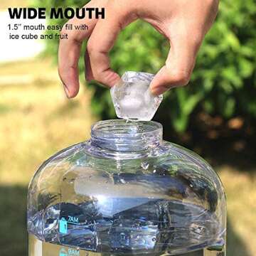 1 Gallon Water Jug with Flip-top Lid and Handle Strap, Leak-proof BPA Free Reusable Time Marker Reminder Large Capacity Wide Mouth Gallon Water Bottle for Outdoor Sports Fitness Gym Hiking Clear