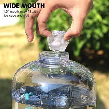 1 Gallon Water Jug with Flip-top Lid and Handle Strap, Leak-proof BPA Free Reusable Time Marker Reminder Large Capacity Wide Mouth Gallon Water Bottle for Outdoor Sports Fitness Gym Hiking Clear