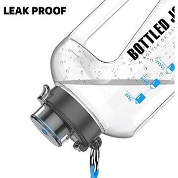 1 Gallon Water Jug with Flip-top Lid and Handle Strap, Leak-proof BPA Free Reusable Time Marker Reminder Large Capacity Wide Mouth Gallon Water Bottle for Outdoor Sports Fitness Gym Hiking Clear