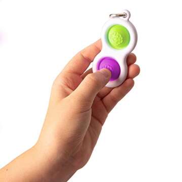 Fat Brain Toys Simpl Dimpl - Simple Dimple - Purple/Lime - Popping Fidget Keychain