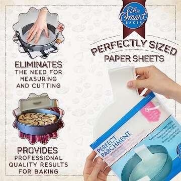 Parchment Paper Sheets for Baking: Oven Safe Parchment Paper, Parchment Sheets, Bakery Quality Baking Paper for Perfect Results, High Temperature, Cooking Sheets, 24 Count, 10 Inch Round