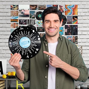 HK Studio Records Hippie Room Decor Aesthetic 12" Pack 4 - Galaxy Astronaut Decor, Dorm Decor, Dark Academia Decor, Album Cover Posters, Cool Stuff for Your Room, Cozy Room Decor, Funky Decor