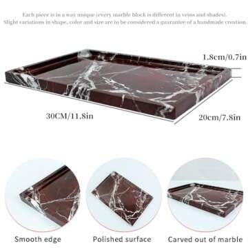 Real Luxurious Natural Marble Vanity Tray Genuine Marble Storage Tray for Home Decor Stone Tray for ...