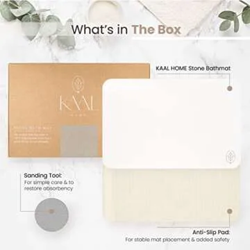 KAAL Home Diatomaceous Earth Stone Bath Mat - White, Minimalist, Non Slip Bath Mat for Bathroom | Water Absorbent Quick Drying Modern Super Absorbent Stone Shower Mat