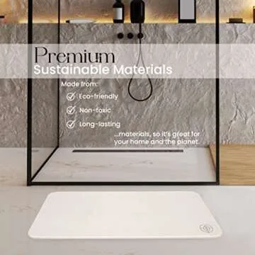 KAAL Home Diatomaceous Earth Stone Bath Mat - White, Minimalist, Non Slip Bath Mat for Bathroom | Water Absorbent Quick Drying Modern Super Absorbent Stone Shower Mat
