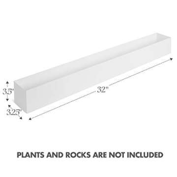 Modern Rectangle Planter Box - 32" Metal Planter Ideal as a Long Succulent Planter | Rectangular, for Table or Window Sill Planters Indoor | Trough Planter for Indoor Window Planter | White