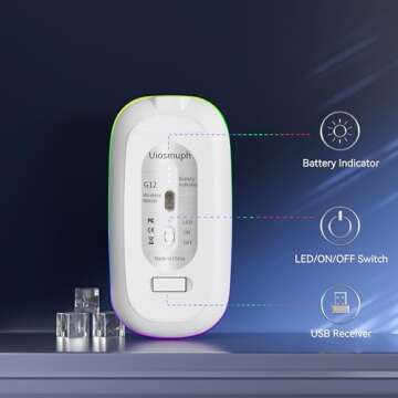 Uiosmuph Wireless Rechargeable Silent LED Mouse