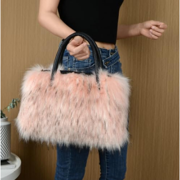 Furry Tote Bag for Women Cute Soft Fluffy Purse
