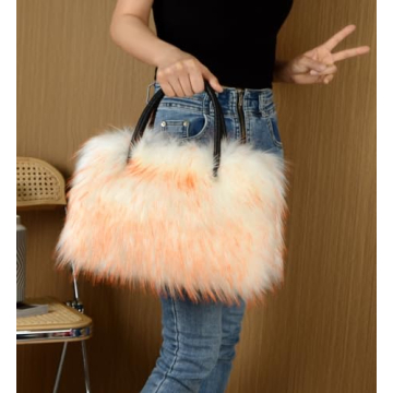 Furry Tote Bag for Women Cute Soft Fluffy Purse