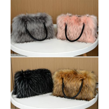 Furry Tote Bag for Women Cute Soft Fluffy Purse
