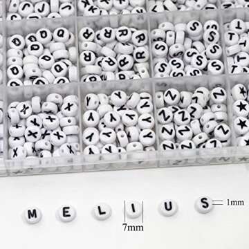 Melius Acrylic Letter Beads, 1450 Pcs 4x7mm Round Alphabet Beads in 28 Grid Box for Jewelry Making, ...
