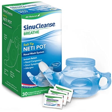 SinuCleanse Soft Tip Neti Pot Nasal Wash System, Relieves Nasal Congestion Due to Cold & Flu, Dry Ai...