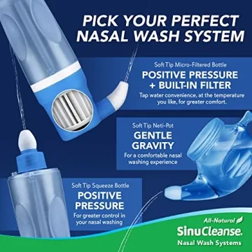 SinuCleanse Soft Tip Neti Pot Nasal Wash System, Relieves Nasal Congestion Due to Cold & Flu, Dry Air, Allergies, 30 All-Natural Saline Packets, Made in USA