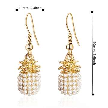 ANDPAI Unique Handmade Classic Imitation Pearl Pineapple Stud Earrings Pearl Fruit Dangle Drop Earri...
