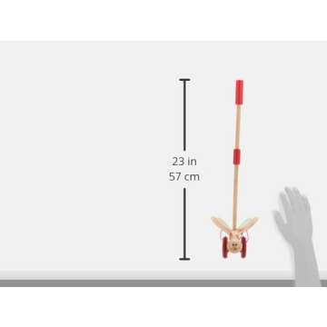 Award Winning Hape Butterfly Wooden Push and Pull Walking Toy, L: 6.3, W: 5.8, H: 22.2 inch, Red
