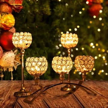 VINCIGANT Gold Candle Holders for Christmas Weddings