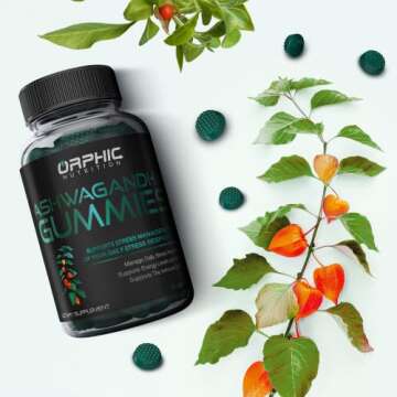 ORPHIC NUTRITION Ashwagandha Gummies -1000MG Ashwagandha Per Serving - Formulated with Maca Root, Lemon Balm & L-Theanine - Supports Natural Immunity and Good Sleep*- 60 Gummies