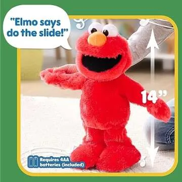 Sesame Street Elmo Slide Singing and Dancing 14-inch Plush, Pretend Play, Interactive Toy, Kids Toys for Ages 2 Up by Just Play