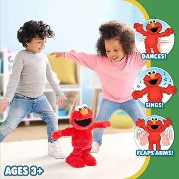 Sesame Street Elmo Slide Singing and Dancing 14-inch Plush, Pretend Play, Interactive Toy, Kids Toys for Ages 2 Up by Just Play