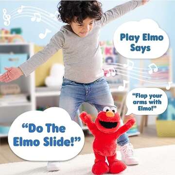 Sesame Street Elmo Slide Singing and Dancing 14-inch Plush, Pretend Play, Interactive Toy, Kids Toys for Ages 2 Up by Just Play