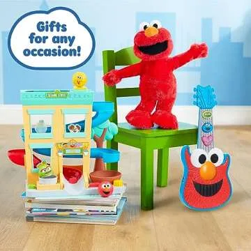 Sesame Street Elmo Slide Singing and Dancing 14-inch Plush, Pretend Play, Interactive Toy, Kids Toys for Ages 2 Up by Just Play