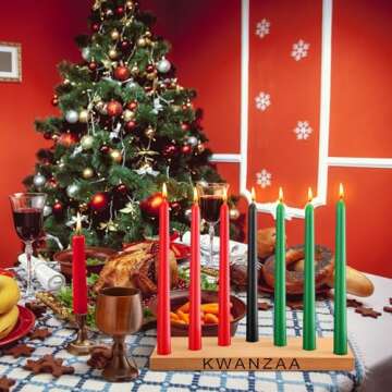 Sliner Kwanzaa Decorations Kwanzaa Candle Holder Kwanzaa Kinara Set Driplesstaper 3 Red 3 Green 1 Bl...