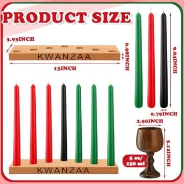 Sliner Kwanzaa Decorations Kwanzaa Candle Holder Kwanzaa Kinara Set Driplesstaper 3 Red 3 Green 1 Black Kwanzaa Wooden Wood Unity Cup African Holiday Mishumbaa Saba(Ordinary Style)