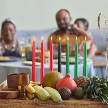 Sliner Kwanzaa Decorations Kwanzaa Candle Holder Kwanzaa Kinara Set Driplesstaper 3 Red 3 Green 1 Black Kwanzaa Wooden Wood Unity Cup African Holiday Mishumbaa Saba(Ordinary Style)