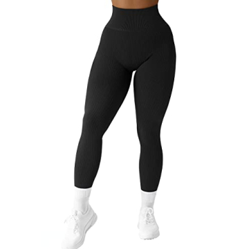 SUUKSESS Women Ribbed Seamless Leggings for Comfort
