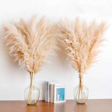 10pcs 40'' inch Pampas Grass for Floor Vase - Tall Pampas Grass Tall - Dried Pampas Grass Decor - Natural Beige Dried Pampas Grass Decor Tall - Pompas Floral Grass - Boho Decor - Dried Flower for Vase
