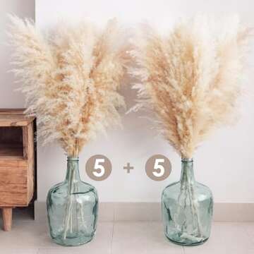 10pcs 40'' inch Pampas Grass for Floor Vase - Tall Pampas Grass Tall - Dried Pampas Grass Decor - Natural Beige Dried Pampas Grass Decor Tall - Pompas Floral Grass - Boho Decor - Dried Flower for Vase