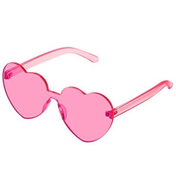 JASPIN Heart Sunglasses for Women Rimless Transparent Heart Shaped Sunglasses Colorful Eyewear for F...