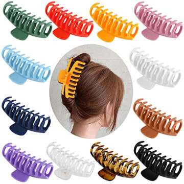 12 Pcs Large Hair Claw Clips - 4.3 Inch Nonslip Big hair clamps,Perfect Jaw Matte hair clamps for Women and Thinner hair styling