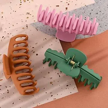 12 Pcs Large Hair Claw Clips - 4.3 Inch Nonslip Big hair clamps,Perfect Jaw Matte hair clamps for Women and Thinner hair styling
