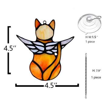 BOXCASA Angel Cat Memorial Gifts Ornaments,Stained Glass Window Hanging Decorations,Angel Wings Oran...