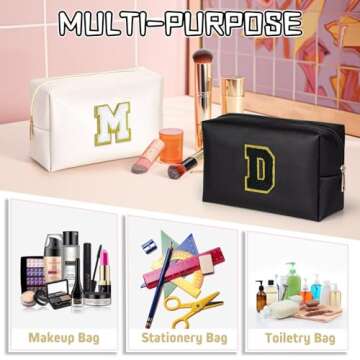 TOPEAST Cute Personalized Initial Makeup Bag - Stylish & Waterproof