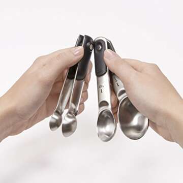 OXO Stainless Steel Measuring Spoon Set, Silver, 4-Piece