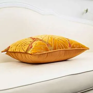 Alerfa Luxury Leaf Velvet Pillow Cover 12x20