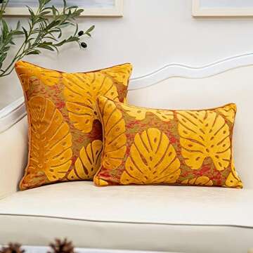 Alerfa Luxury Leaf Velvet Pillow Cover 12x20