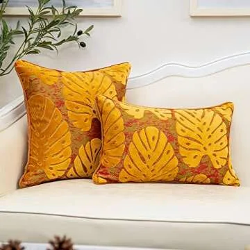 Alerfa Luxury Leaf Velvet Pillow Cover 12x20