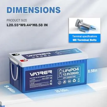 12V 200AH Bluetooth LiFePO4 Lithium Battery with Self-Heating, Built-in 200A BMS, Supports Low Temp Charging(-4°F), 5000+ Cycles, Perfect for RV/Camper, Solar, and Off-Grid Applications, etc.