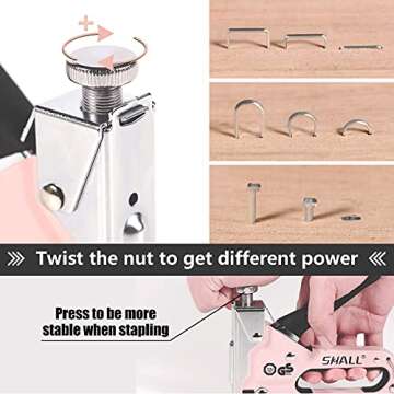 SHALL Staple Gun Heavy Duty - 3-in-1 Upholstery Stapler Kit with 3000 Staples and Remover