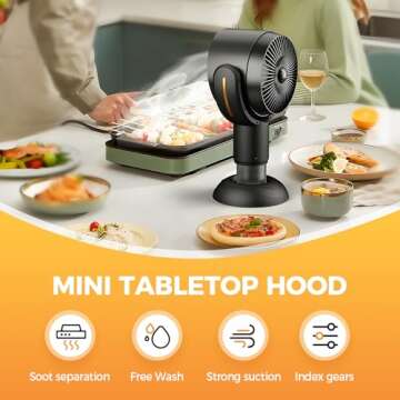 Rewdut Smoke Purifier - Portable Range Hood & Detachable Filter Fan for BBQ and Cooking