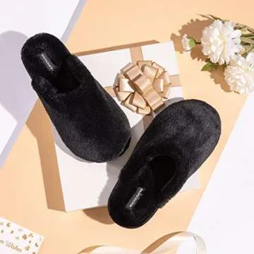 Snug Leaves Women's Fuzzy Scuff Slippers - Comfy Memory Foam