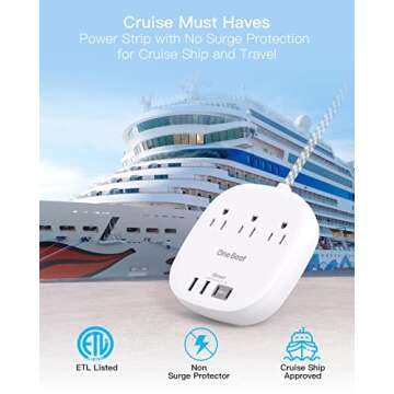 10Ft Flat Plug Power Strip, Ultra Thin Extension Cord - 3 Outlets 4 USB Ports (2 USB C) Desktop Charging Station, Cruise Ship Power Strip with No Surge Protection for Travel, Dorm Room Essentials