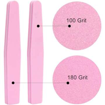 Nail Buffers 20 Pack 100/180 Grit Nail Buffer Block Sponge Buffing Nail File for Acrylic/Natural Nails, Pink