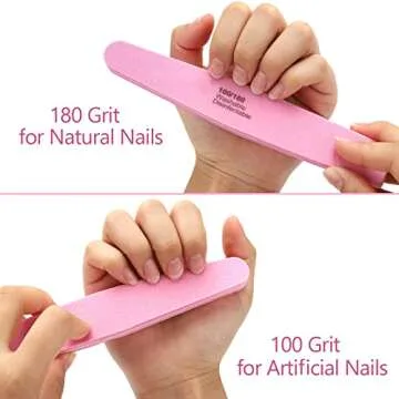 Nail Buffers 20 Pack 100/180 Grit Nail Buffer Block Sponge Buffing Nail File for Acrylic/Natural Nails, Pink