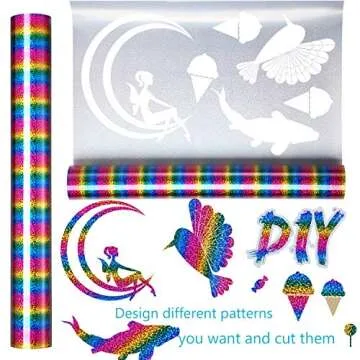 Glitter Heat Transfer Vinyl Rainbow 12" x 5' Roll for DIY Projects