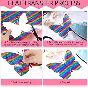 Glitter Heat Transfer Vinyl Rainbow 12" x 5' Roll for DIY Projects